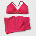 Seamless Yoga Set Women Strappy Bra High Waist