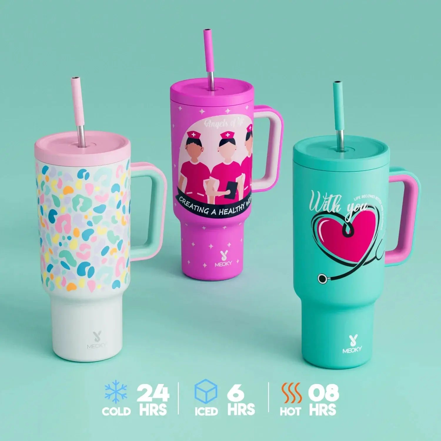 Meoky 40oz Vacuum Insulated Stainless Steel Tumbler