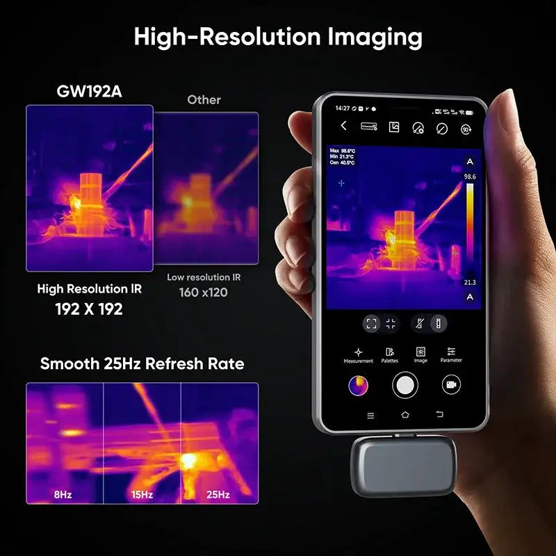 192*192 GW192A 25Hz Мобильная тепловизионная камера на базе IOS and Android Type-C for Phone Imaging Mini Electronics Repair