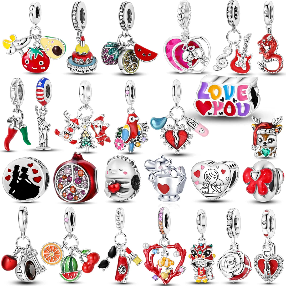 Red Color Series Charm Beads