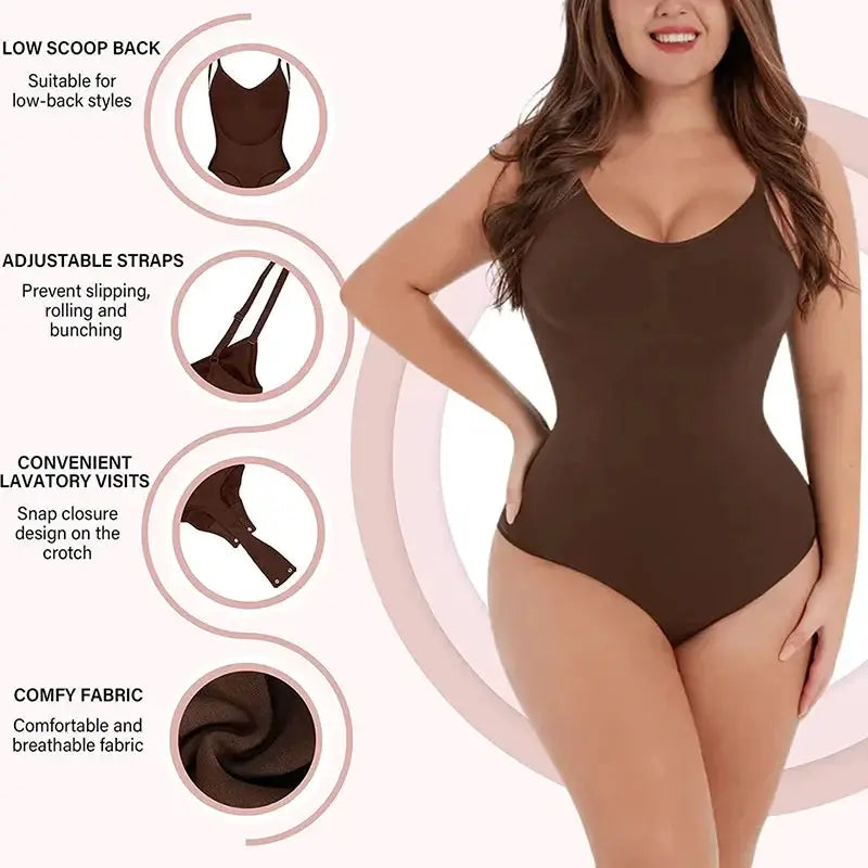 Guudia Seamless Backless Thong Bodysuit For Curves Comfort
