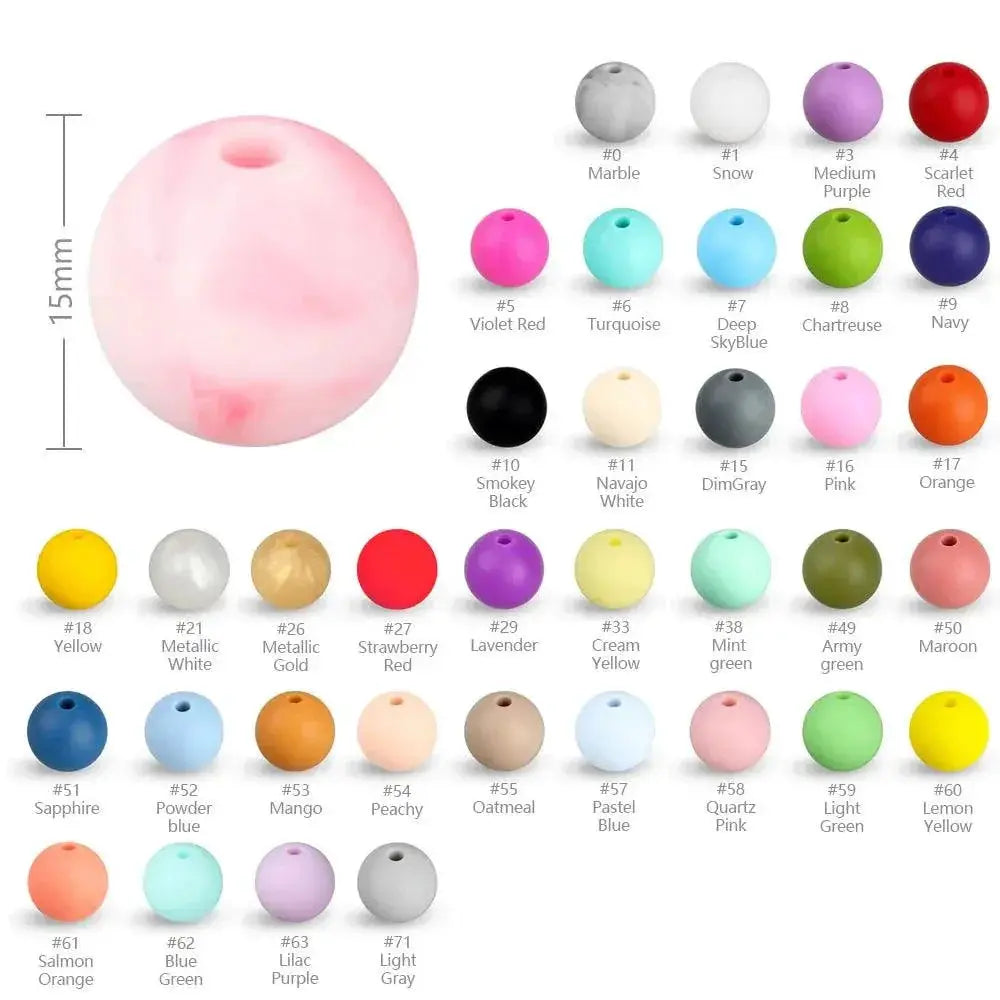 Baby Round Silicone Beads Teething Relief Safe 15mm