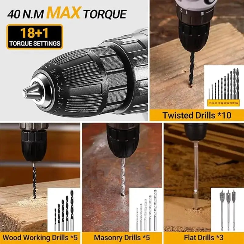 20V DEKO cordless drill kit with battery, manual repair, men's drill,basic toolbox, suitable for household tools