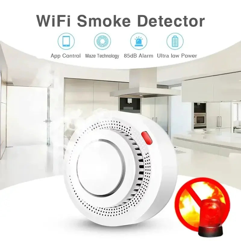 Tuya Smart WiFi Smoke Sensor Alarm 85dB Fire Protection - OurLum.com