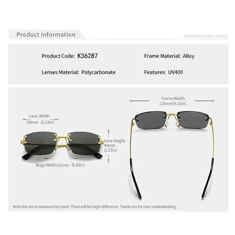Unisex UV400 Rimless Square Sunglasses Sun Protection