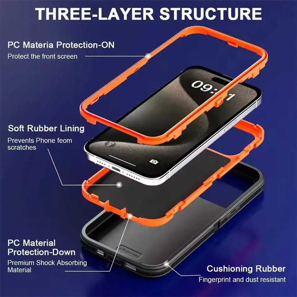 3in1 Defend Phone Case For iPhone 16 18 17 16E 15 14 Plus 13 12 Pro Max Mini Original Heavy Duty Shockproof Hybrid Armor Cover