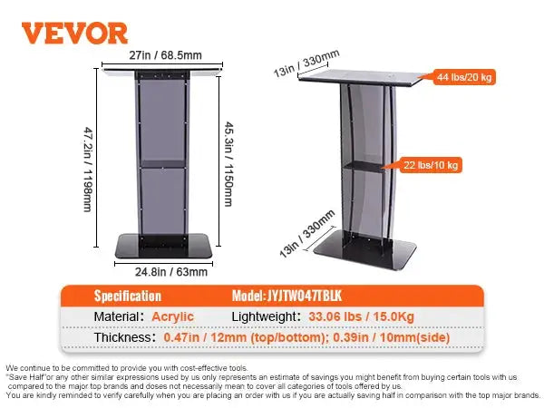 Clear Acrylic Lectern Shelf — product image 7