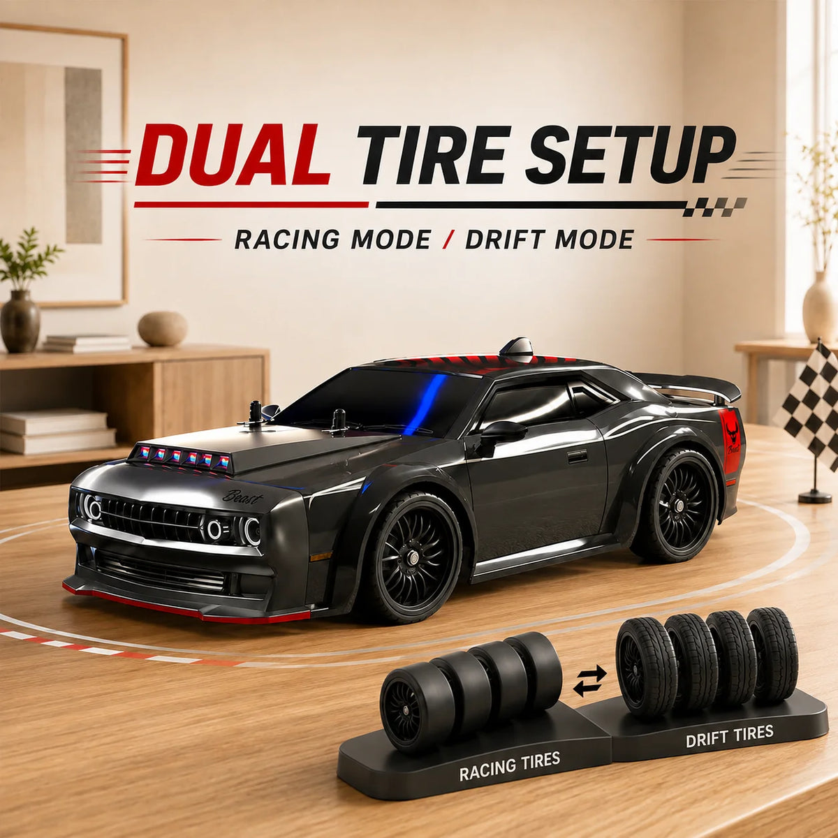 ZNLYRION Remote Control RC Drift CarToy Scale Brushless Racing Lights — product view 3