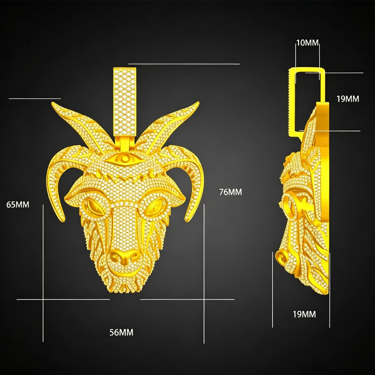 D Iced Out Goat Pendant