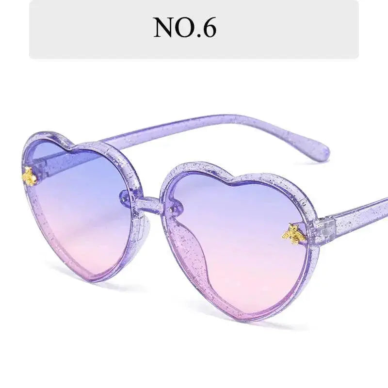 Kids Sunglasses UV Protection Cute Cartoon Bee Heart Shaped