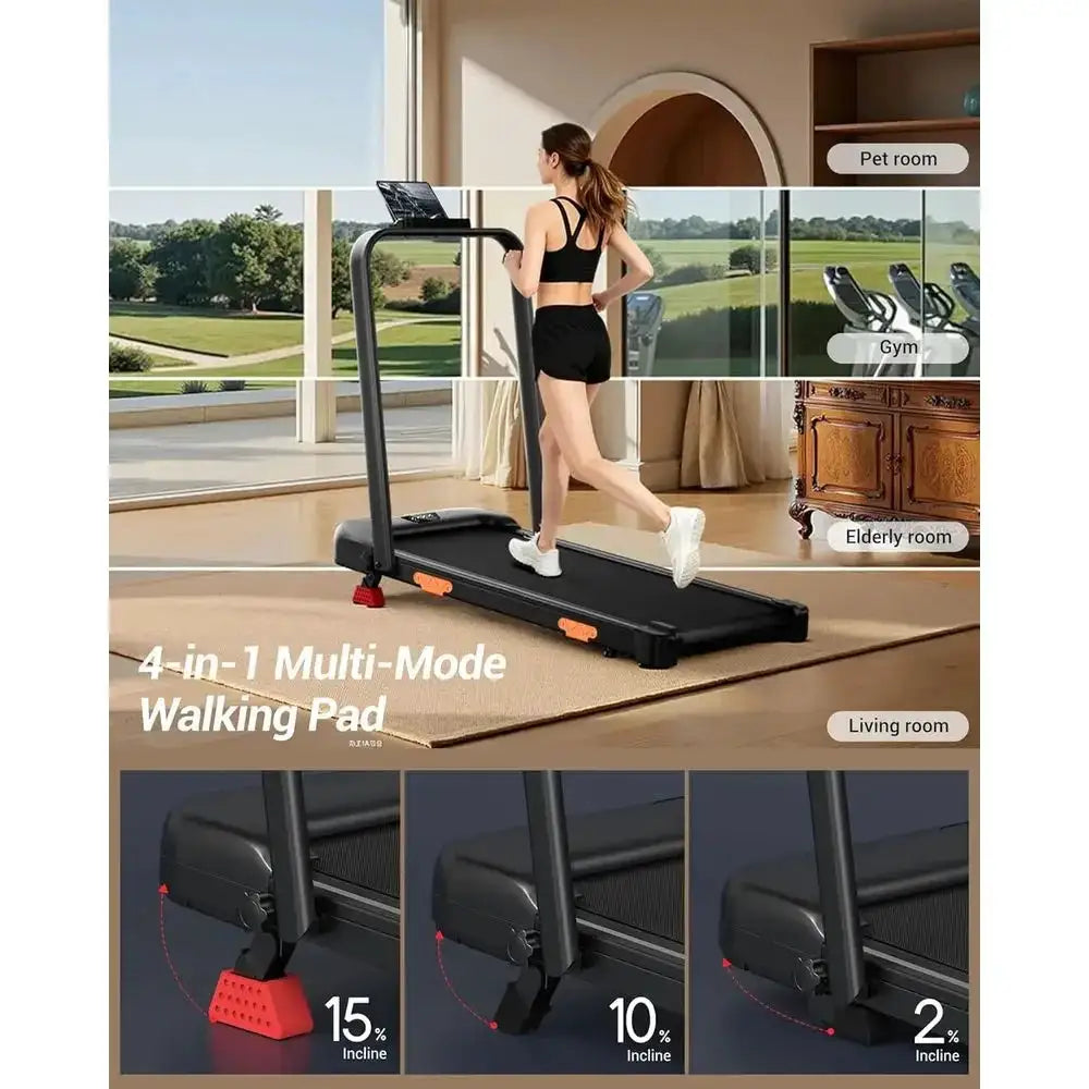 3-in-1 Foldable Treadmill for Home and Office, 300 lbs Capacity, 15% Incline, 2.5 HP Quiet Under Desk