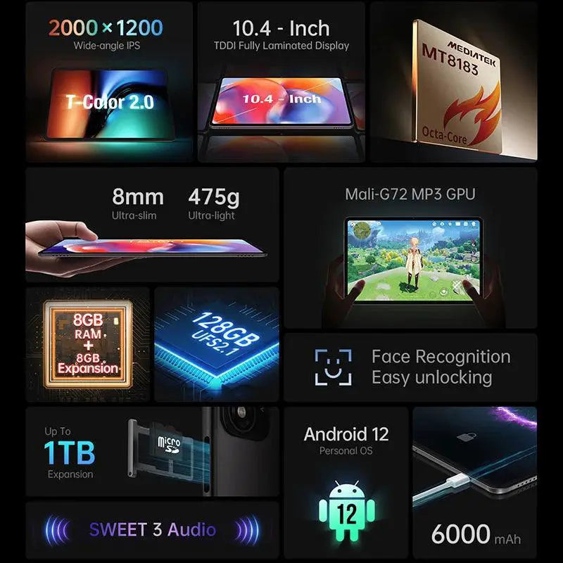 T40S 10.4 Inch 2K Android Tablet Powerful Octa Core Device