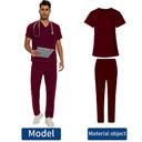 Men's Scrubs Medical Uniform Lab Set V-neck Doctor Overalls