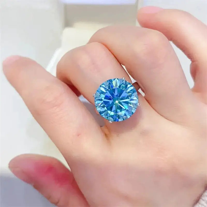 Sterling Silver Blue Moissanite Ring For Women — product image 1