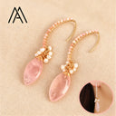 Oval Gemstone Earrings Natural Red Agate Amethyst Handmade Jewelry For Women