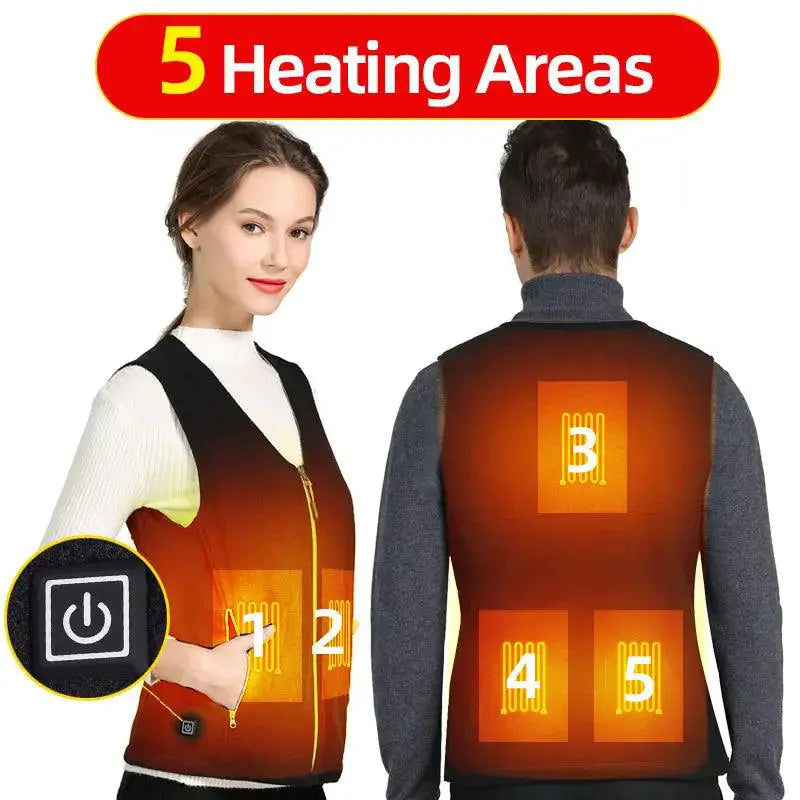 10 Areas Heated Vest Men Women USB Electric Self Heating Vest - OurLum.com