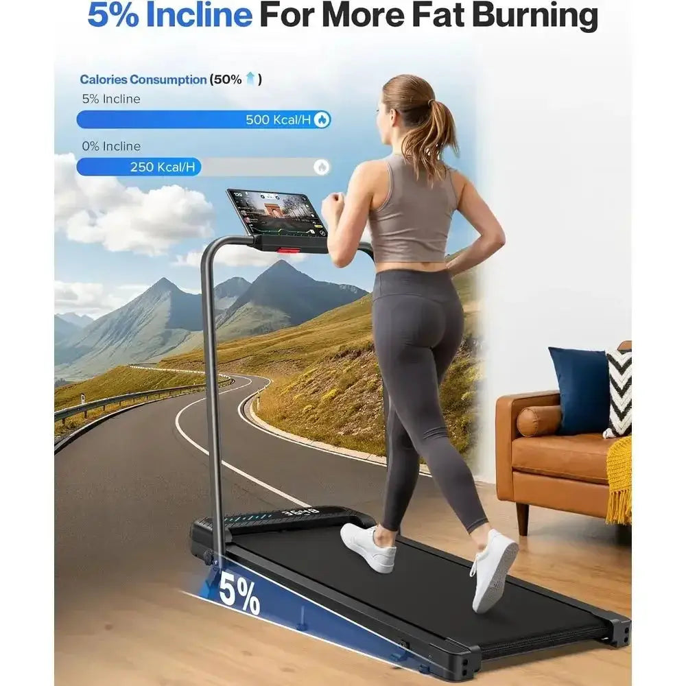 Quiet 3.0HP Incline Treadmill, Portable Walking Pad with Handle, 320 lbs Capacity, Compact Desk Treadmill with LED Display & App