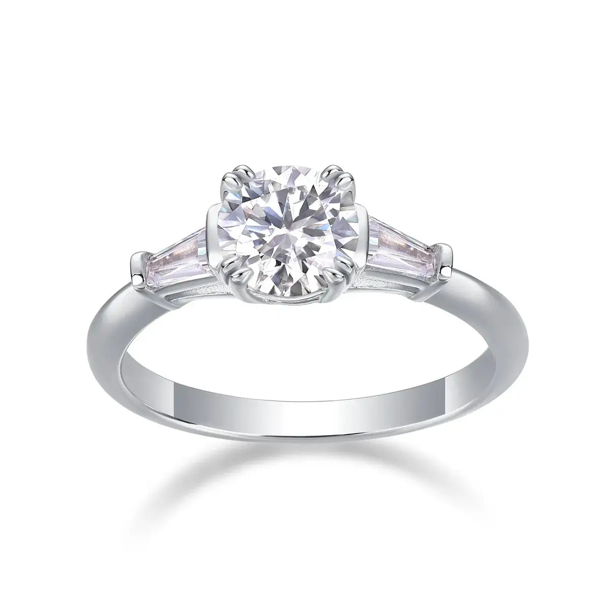 Sterling Silver Silver Moissanite Three Stone Ring — product image 6