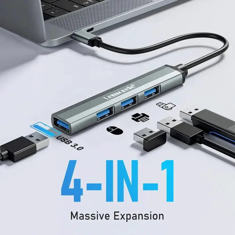 High Speed 4 Port USB Hub For MacBook Devices Compact