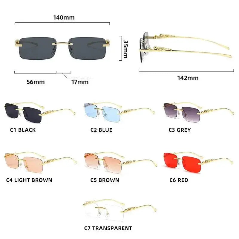 Unisex Rimless Sunglasses Leopard Design Trend Eyewear