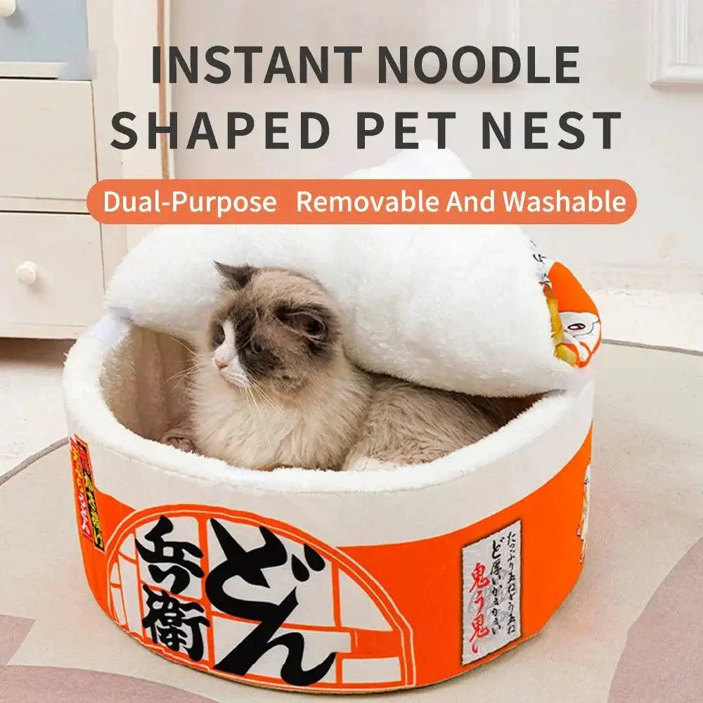 Hanpanda Udon Noodles Cat Nest Bed Cozy Velvet Hideaway