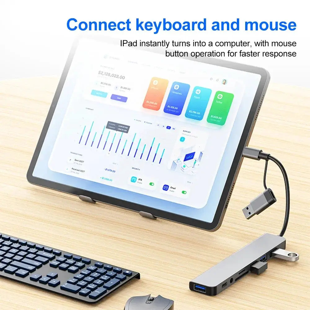 USB C Hub 8 In 2 Type C Splitter USB 3.0 Hub Adapter