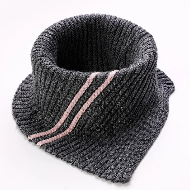 Striped Wool Knit Winter Scarf