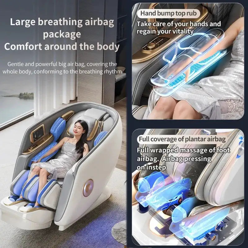 Massage Chair New 6D Jade Ultra Dual Movement High-End Luxury Full Body Shiatsu Foot Massager with Zero Gravity