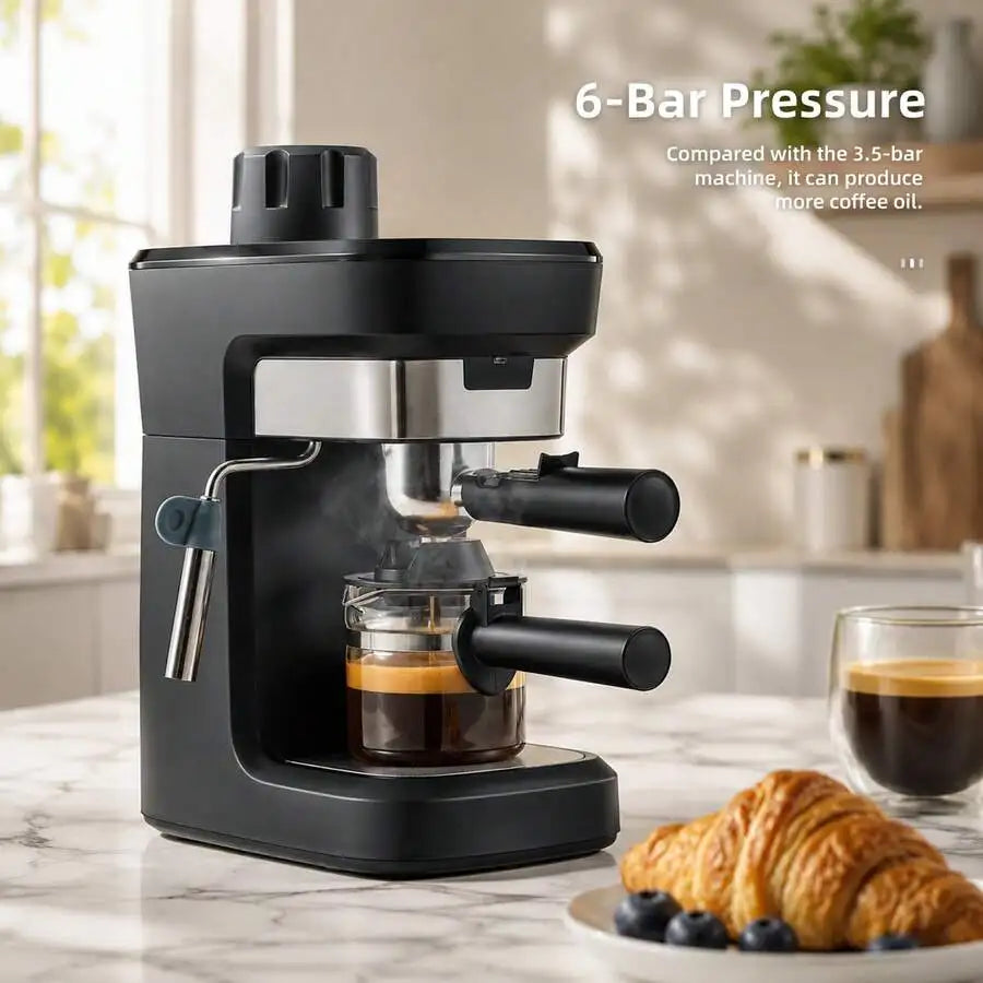 Compact Espresso Coffee Maker, Pressure With Milk Frother, Rich — product view 2