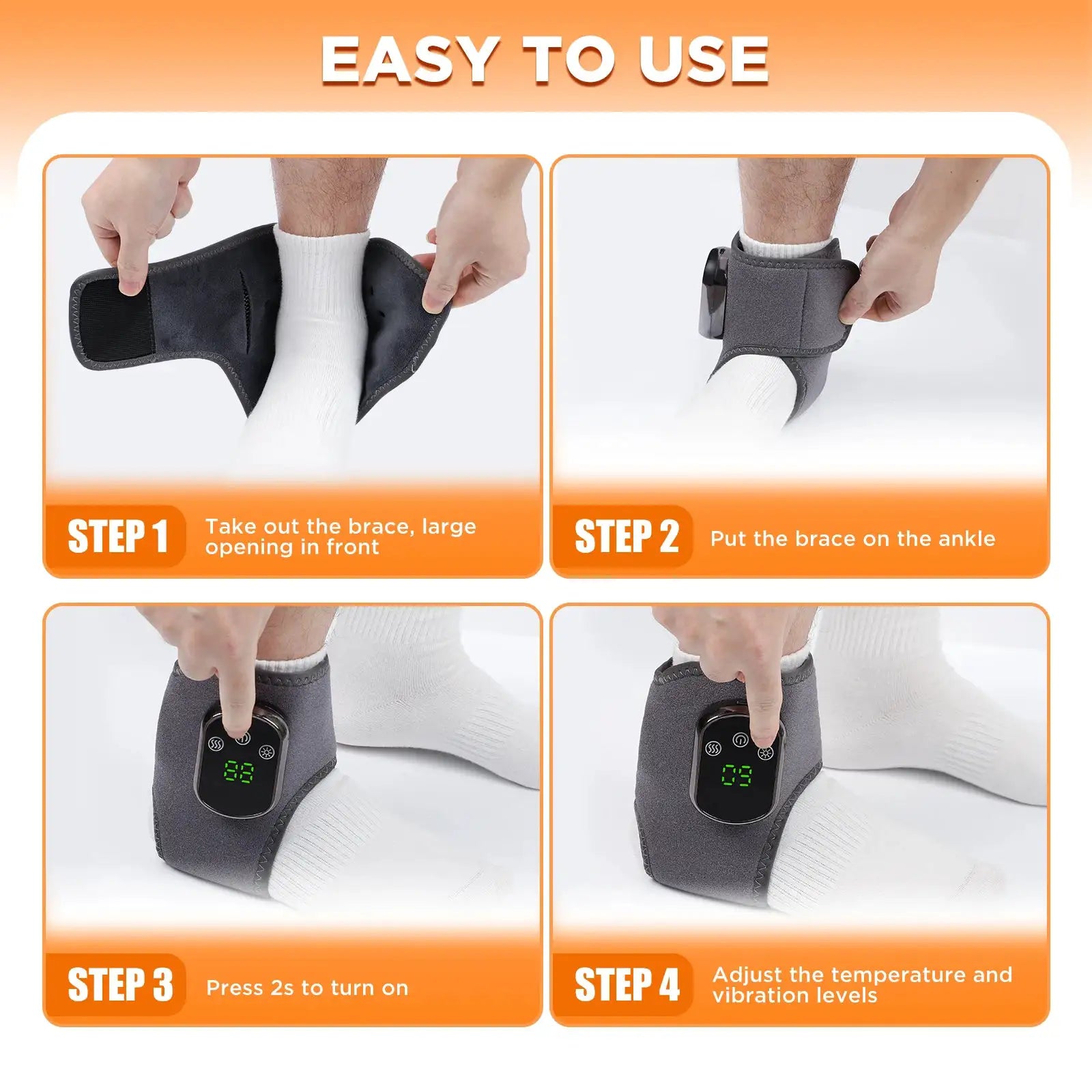 Electric Heating Foot Ankle Massager with Vibration Ankle Wrap Support Hot Compress for Joint Protection Foot Protector