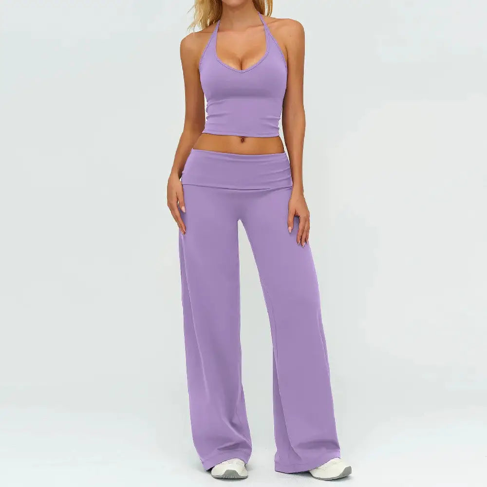 Women's Fitness Set Gym Tracksuit Breathable Sports Bra Flared Trousers Suit Workout Clothing Sportswear Female Athletic Wear