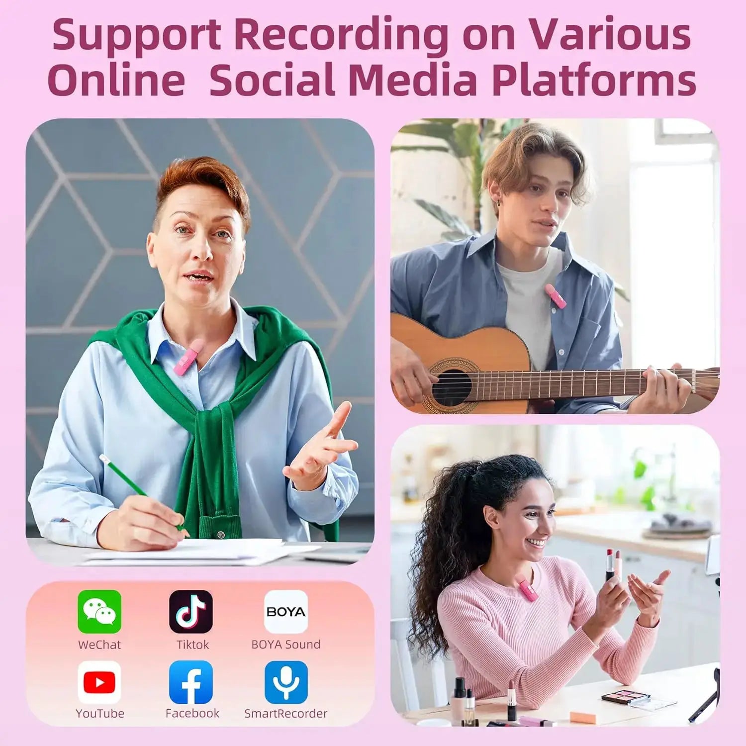 BOYA BOYA BY-V2-P Wireless Lavalier Microphone Portable Audio Video Recording Mini Mic for iPhone Android Vlog Gaming Phone Mic