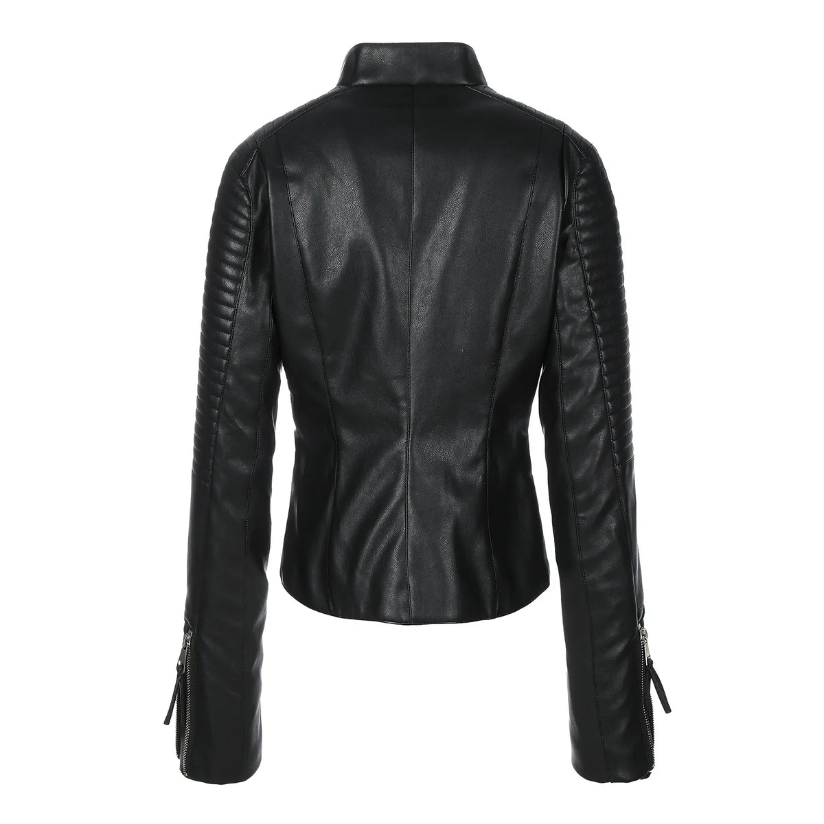 Faux Leather Zipper Leather Jacket