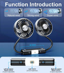 2026 360 Adjustable Car Dual Head Fan Low Noise Type C Charge For Quiet Drives