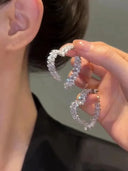 Korean Style Light Luxury Zircon Heart Wheat Earrings