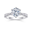 Moissanite Ring in Sterling Silver Classic Prong Setting