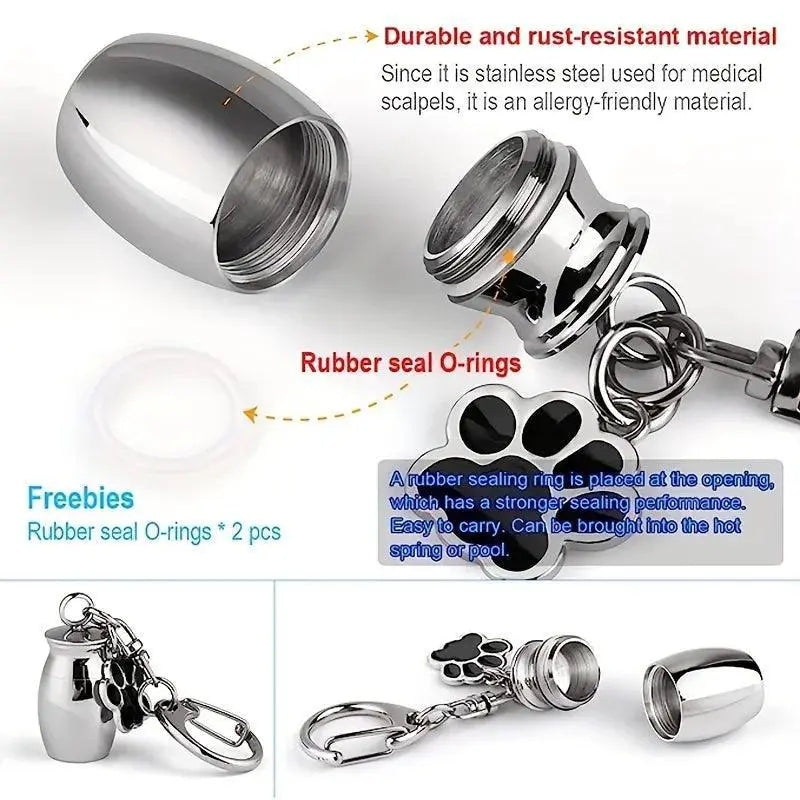Pet Urns Keychain For Ashes Dog Cat Cremation Jewelry