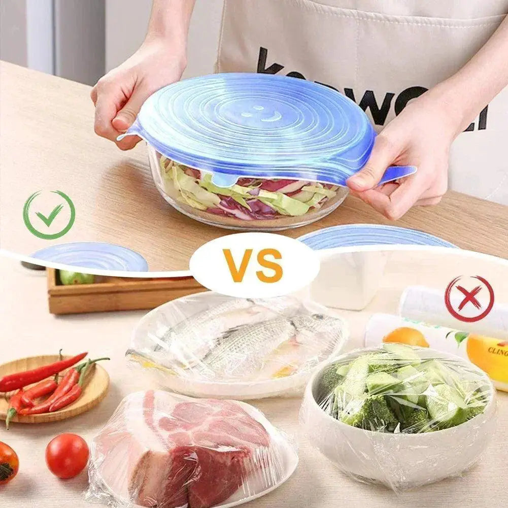 Six Pack Universal Silicone Food Lids Stretchable Covers