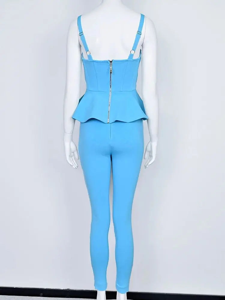 BEAUKEY Ruffle Highwaist Pants Set