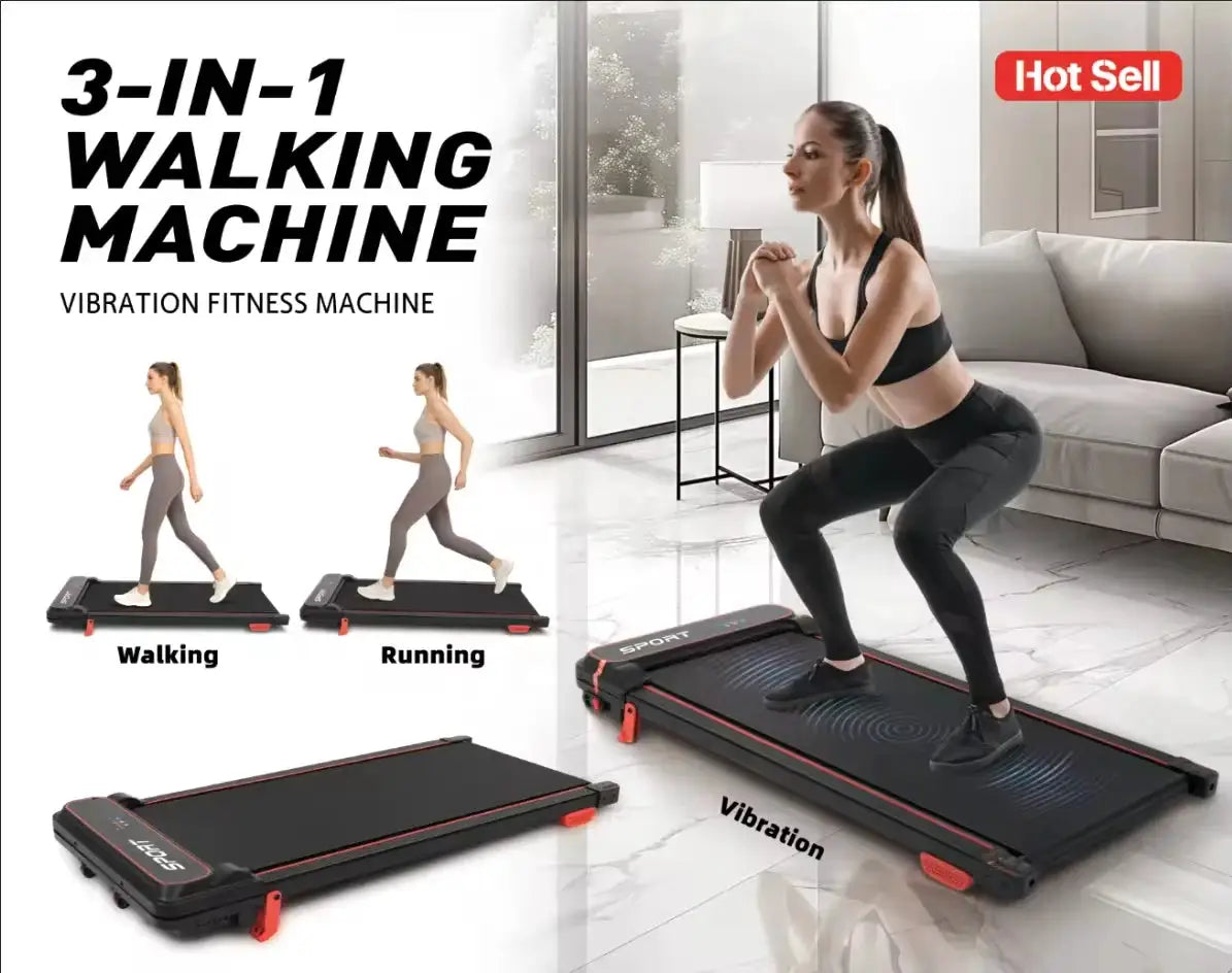 3-in-1 Under Desk Treadmill Walking Vibration Pad with Remote Control-Quiet Compact Portable Exercise Machine for Office & Home