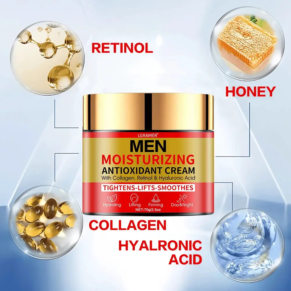 Men's Collagen Moisturizing Cream for Anti-Aging, Lightening Spots and Wrinkles, Whitening Cream to Make Your Skin Youthful