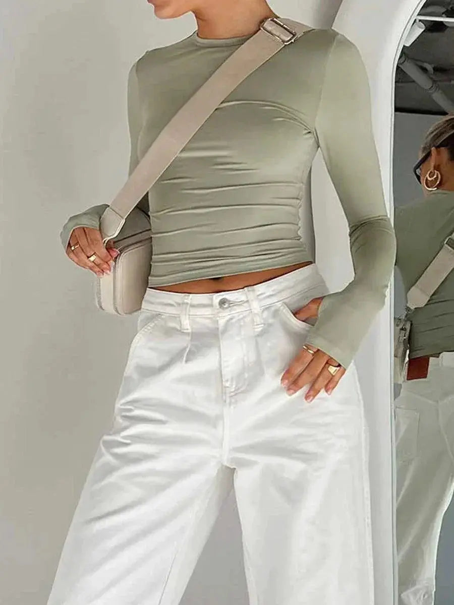 Chic Thumb Hole Crop Top for Women Stylish Essential