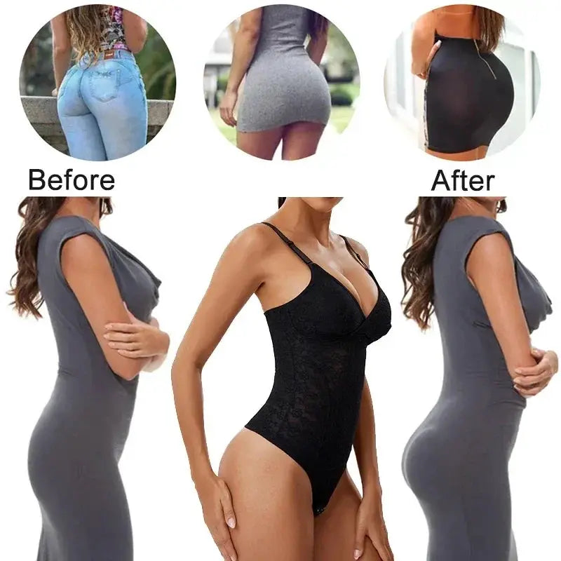 Lace Bodysuit With Tummy control Built In Bra Slimming