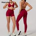 Yoga Set Women Breathable Hearuisavy Cross Bra