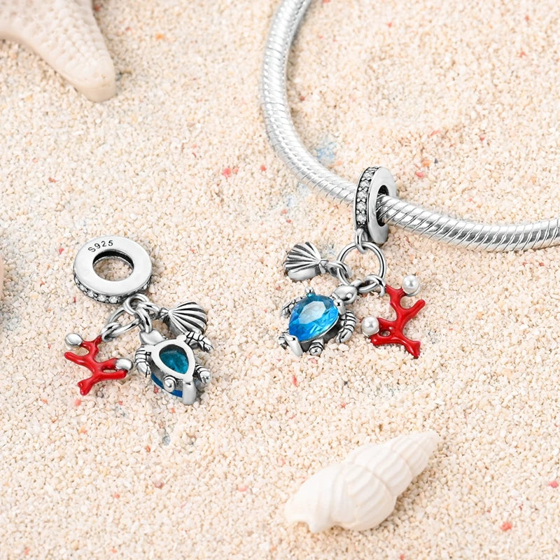 Sterling Silver Moon Mermaid Turtle