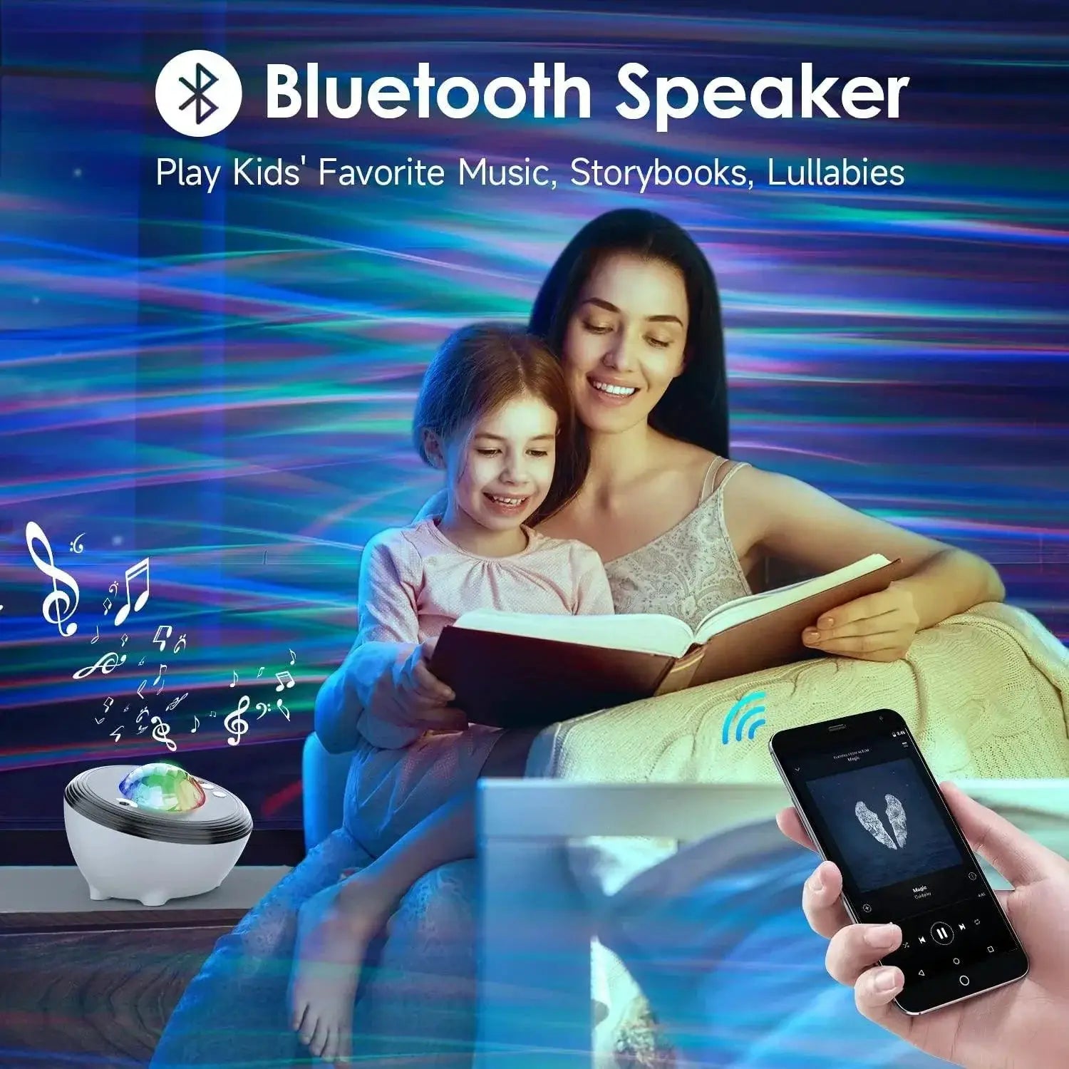 Star Projector LED Aurora Night Light With Bluetooth Speaker