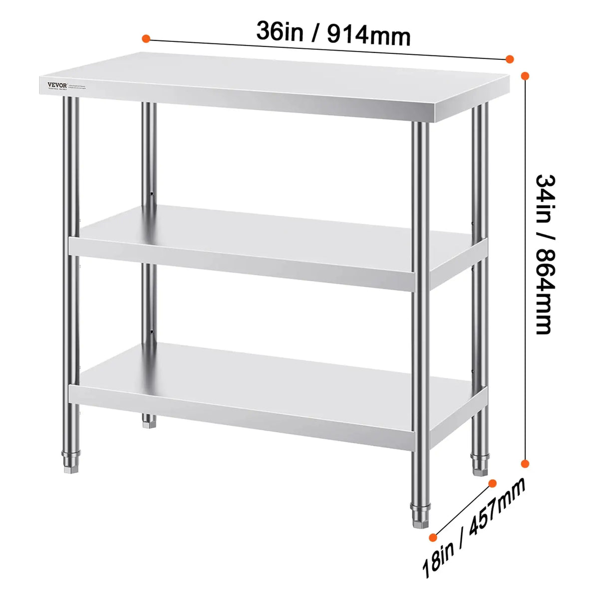 SucceBuy Stainless Steel Food Prep Table Commercial Kitchen — product view 7