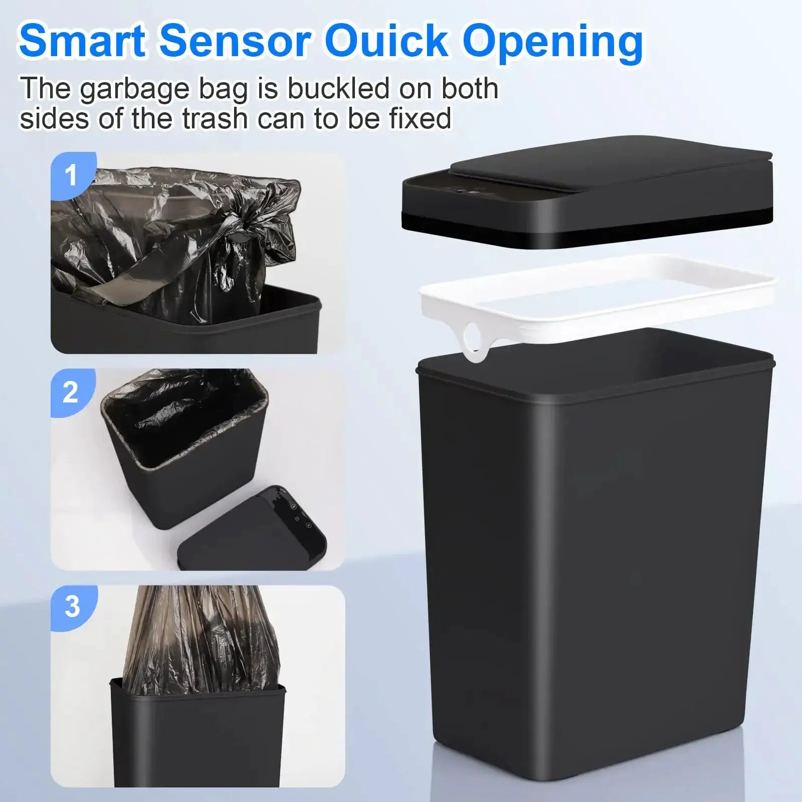 Bathroom Touchless Trash Can 12L Motion Sensor Bin