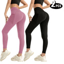 Women Yoga Leggings 2 Pack High Waisted Butt Lift