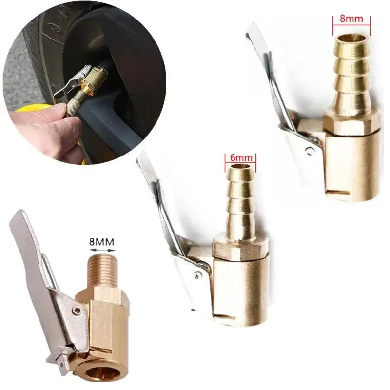 Brass Tire Valve Connector Clip Adapter for 8mm Pumps